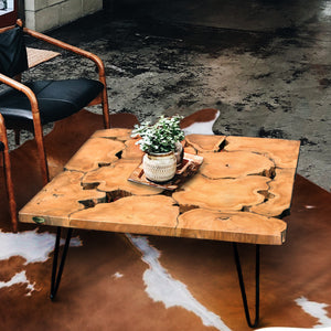 Rustic Recycled Teak Wood Ampyang Square Coffee Table