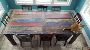 Dining Table Made From Recycled Teak Wood Boats, 87 X 43 Inches - La Place USA Furniture Outlet